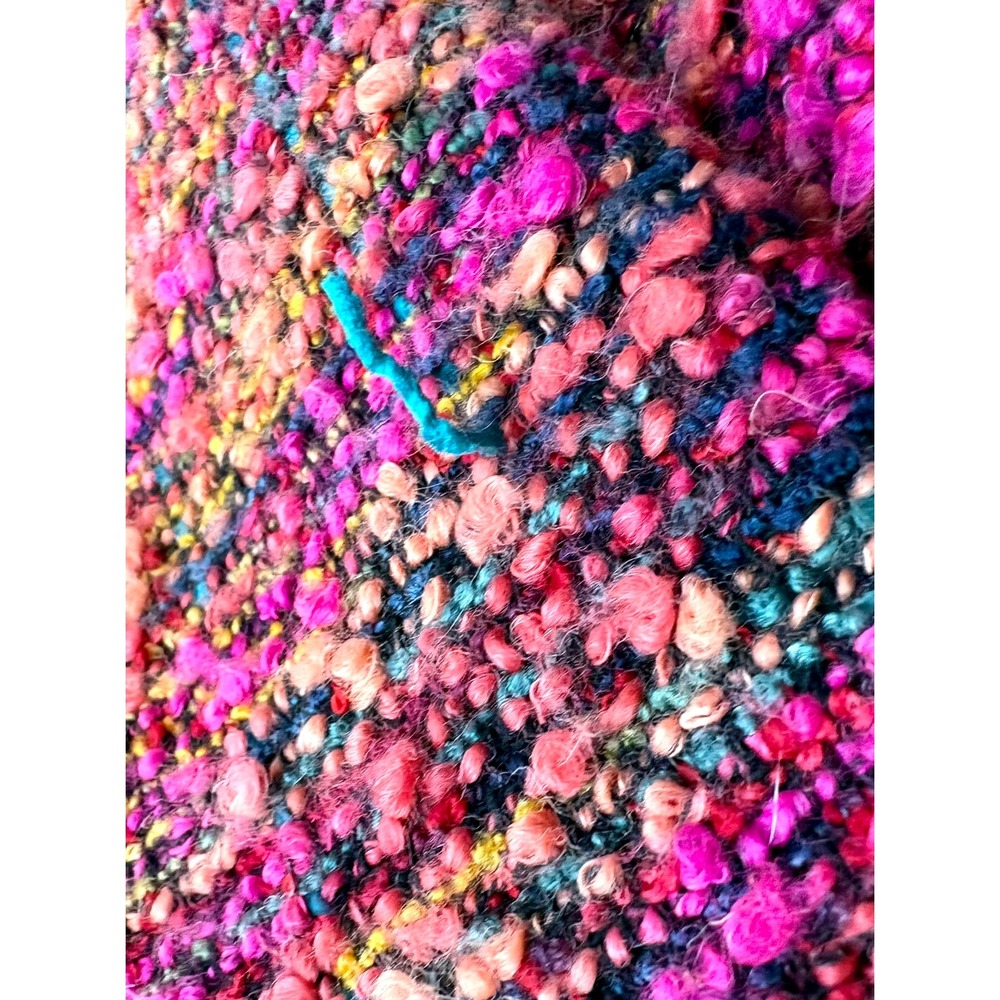Vintage Chico's Pink Colorful Boucle Knit Open Front Jacket 2 Artsy 90s Bohemian - Picture 7 of 11